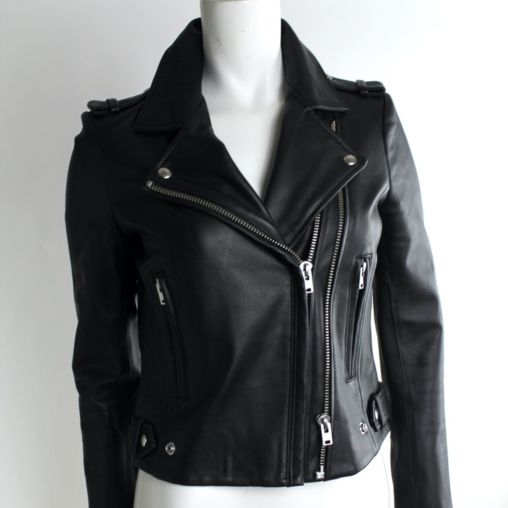 IRO Black Lambskin Leather Luigaspe Motorcycle Biker Racer Jacket Coat NWOT